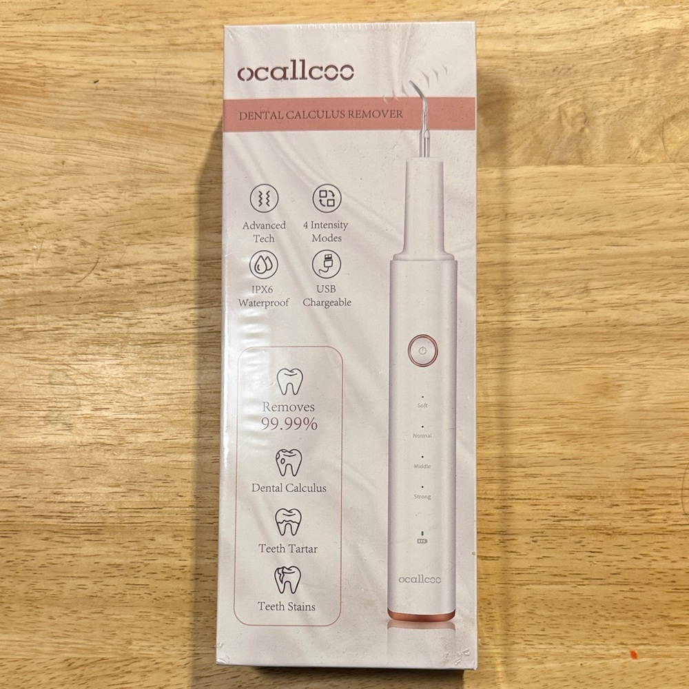 ocallcoo Electric Dental Calculus Remover - White with Rose Gold Accents